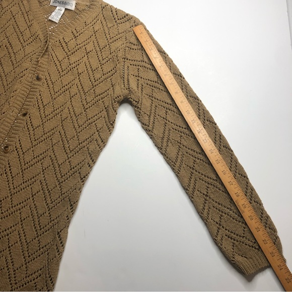 Beautiful Tan Crocheted Button Up Sweater by Jones & Co. - Picture 5 of 10